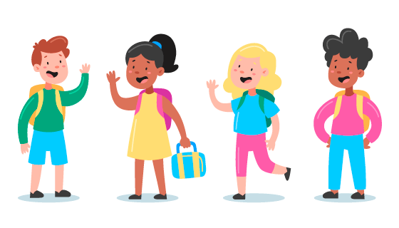 开心返校的学生们矢量素材(AI/EPS/PNG)