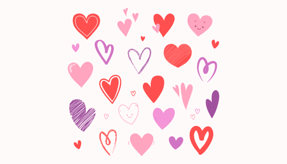 手绘风格爱心集合矢量素材(AI/EPS/PNG)