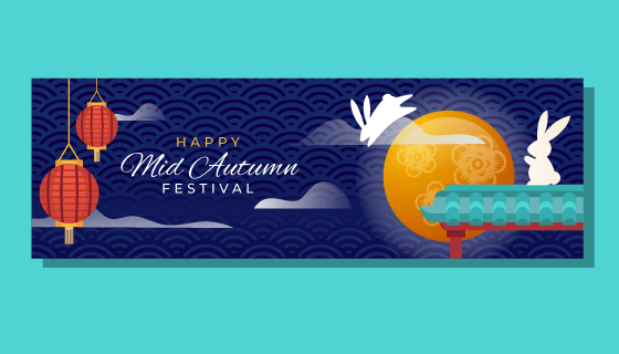 兔子月亮中秋节banner矢量素材(AI/EPS)