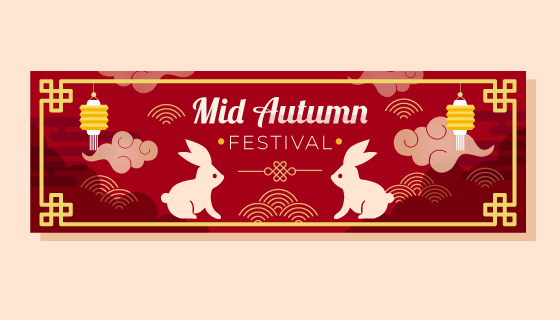 红色喜庆中秋节banner矢量素材(AI/EPS)