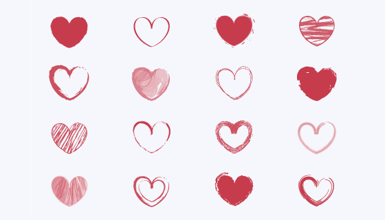手绘风格爱心集合矢量素材(AI/EPS)