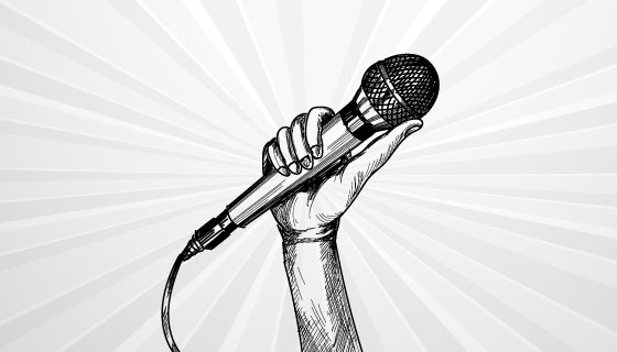 手持话筒草图背景矢量素材(EPS)