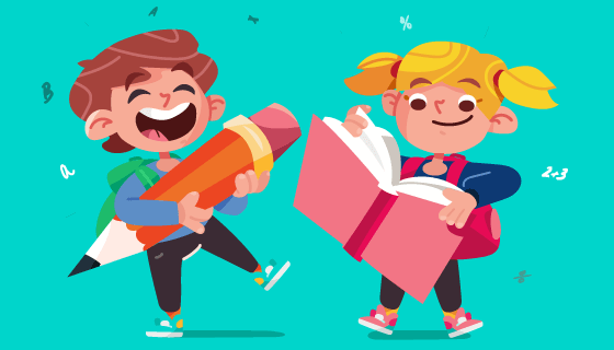 开心返校的学生矢量素材(AI/EPS)