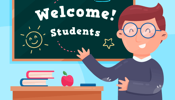 老师欢迎学生返校矢量素材(AI/EPS)