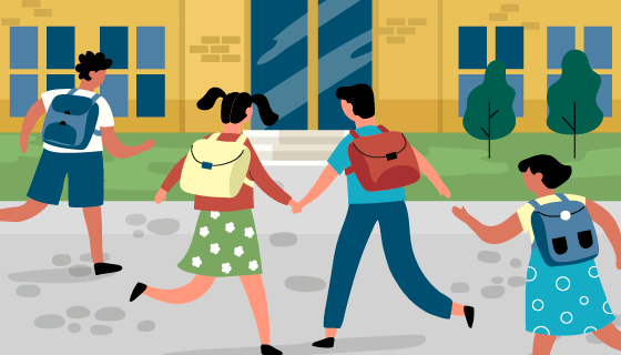 奔向学校的学生们矢量素材(AI/EPS)