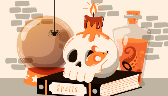 骷髅蜡烛万圣节背景矢量素材(AI/EPS)