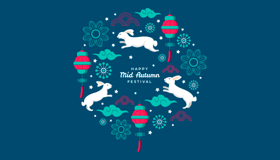 扁平风格中秋节矢量素材(AI/EPS)