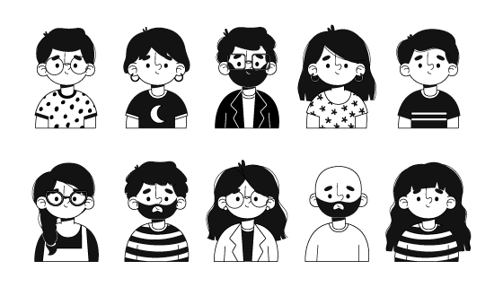 黑白风格的人物头像矢量素材(AI/EPS/PNG)