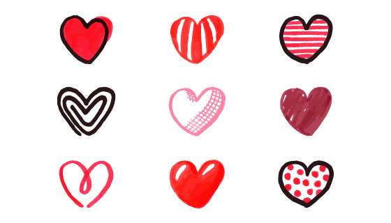 手绘风格爱心集合矢量素材(AI/EPS)