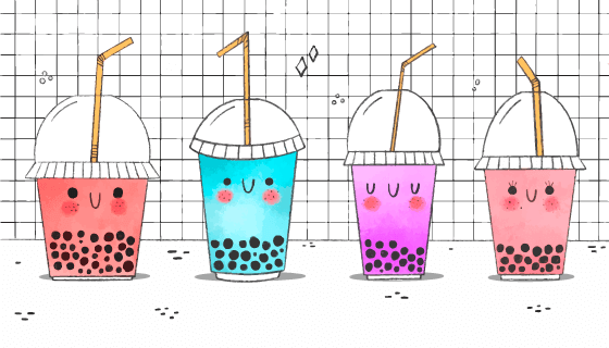 卡哇伊风格的珍珠奶茶矢量素材(AI/EPS)