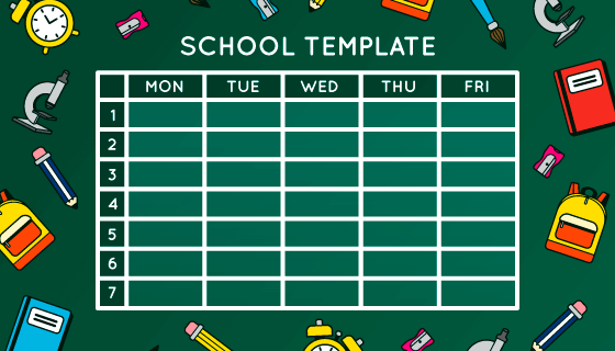 手绘学习工具设计课程表矢量素材(AI/EPS)