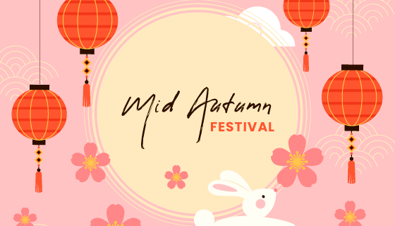 月亮灯笼兔子设计中秋节矢量素材(AI/EPS)