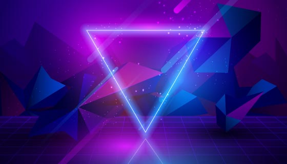 紫色三角霓虹灯背景矢量素材(AI/EPS)