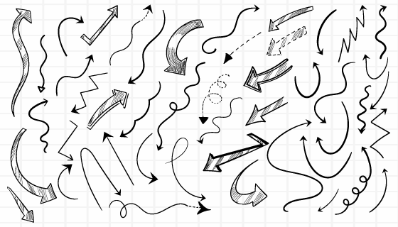 手绘风格黑色箭头集合矢量素材(EPS)