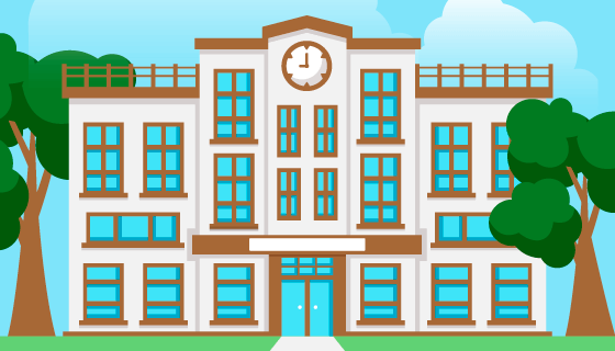 扁平风格学校教学楼矢量素材(AI/EPS)