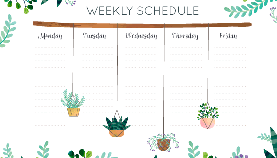 盆栽和植物设计课程表矢量素材(AI/EPS)