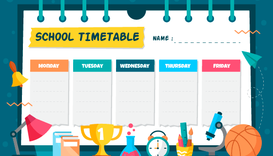 学习工具设计的课程表矢量素材(AI/EPS)