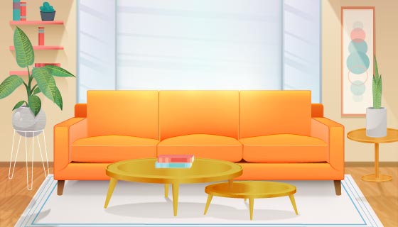 现代风格客厅设计矢量素材(AI/EPS)