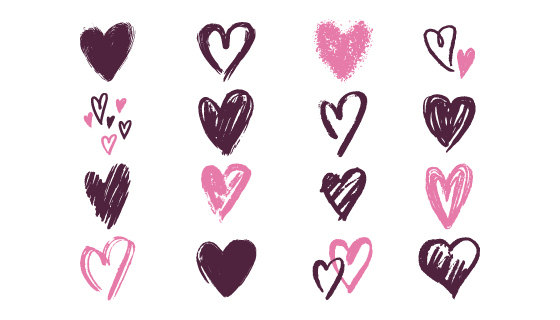 手绘风格爱心集合矢量素材(AI/EPS/PNG)