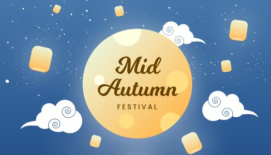 兔子月亮孔明灯设计中秋节矢量素材(AI/EPS)