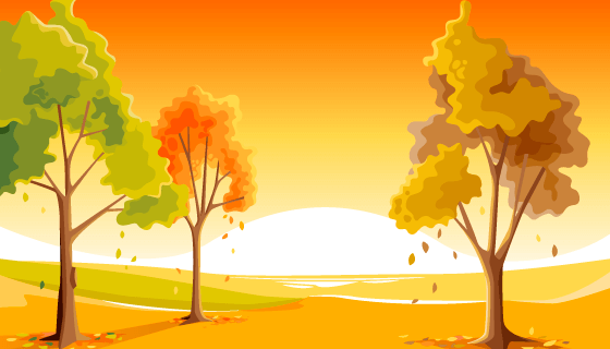 金黄色的树木秋天背景矢量素材(AI/EPS)