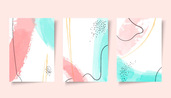 抽象的水彩风格封面矢量素材(AI/EPS)