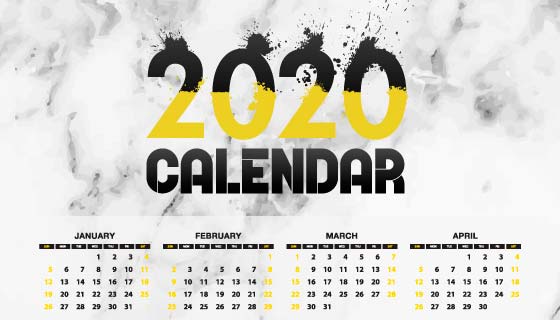 水墨风格2020年日历矢量素材(AI/EPS)
