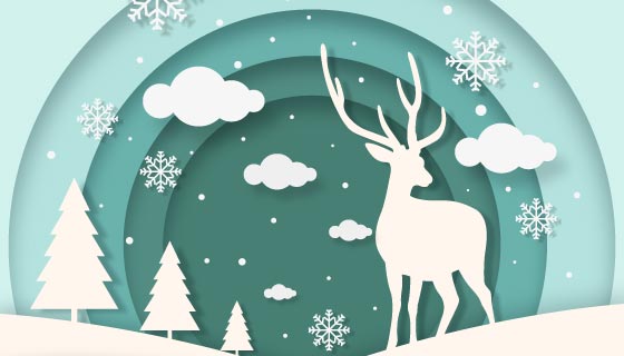圣诞驯鹿圣诞节背景矢量素材(AI/EPS)