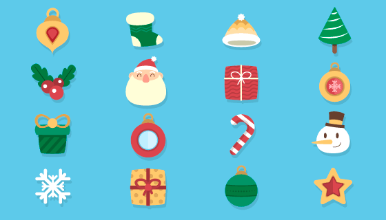 16个圣诞节元素矢量素材(AI/EPS/PNG)
