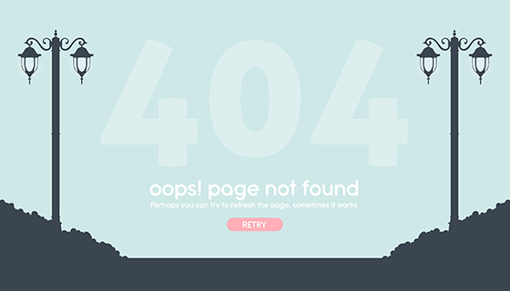 路灯元素扁平404错误页面(EPS/AI)