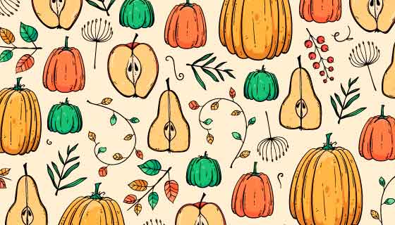 手绘风格素菜感恩节背景矢量素材(AI/EPS)