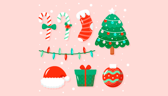 可爱的圣诞节元素矢量素材(AI/EPS/PNG)