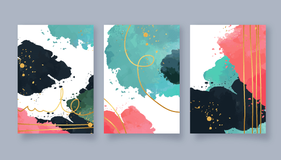 抽象水彩风格封面矢量素材(AI/EPS)