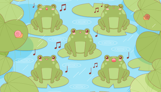 站在荷叶上唱歌的青蛙矢量素材(AI/EPS)