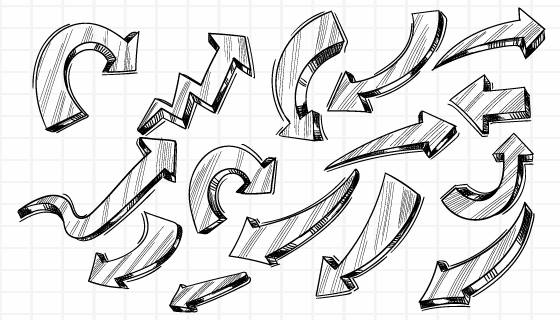 手绘素描箭头矢量素材(EPS)