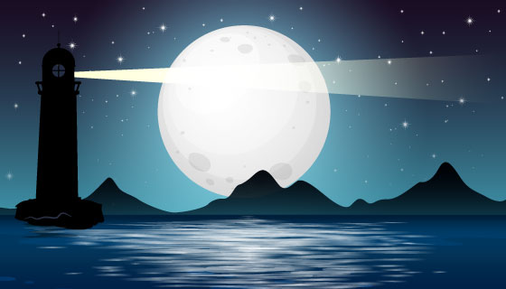 海景夜景矢量素材(EPS)
