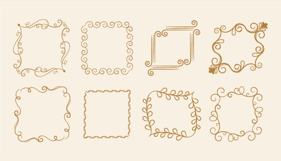 花卉设计复古边框矢量素材(EPS/PNG)