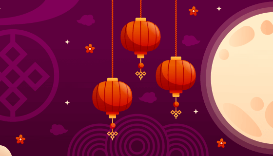 月亮灯笼设计中秋节banner矢量素材(AI/EPS)