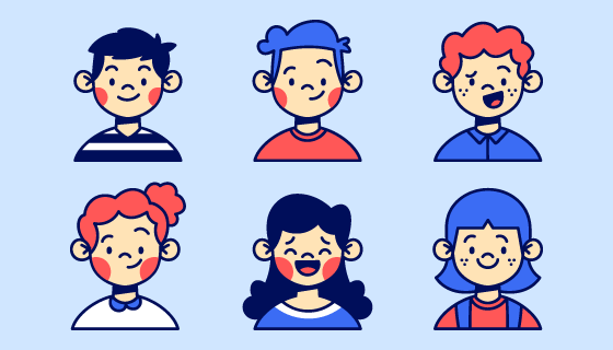 可爱的人物头像矢量素材(AI/EPS/PNG)