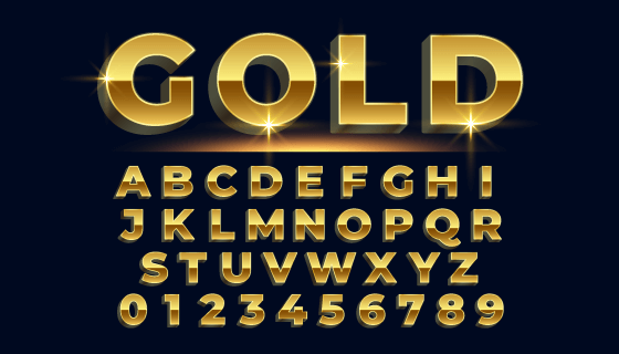 金色的字母和数字矢量素材(EPS)