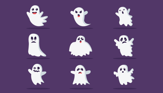 可爱的万圣节幽灵矢量素材(AI/EPS/PNG)