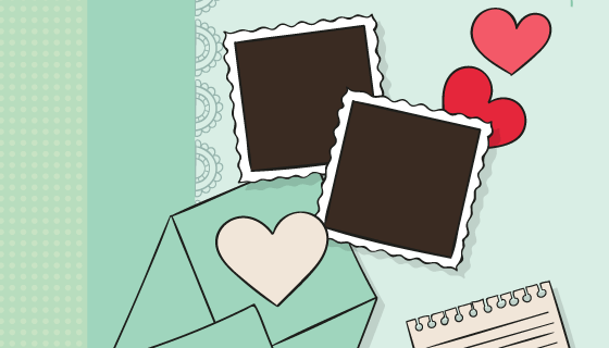 手绘风格信封和爱心矢量素材(AI/EPS)