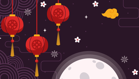 灯笼月亮设计中秋节banner矢量素材(AI/EPS)