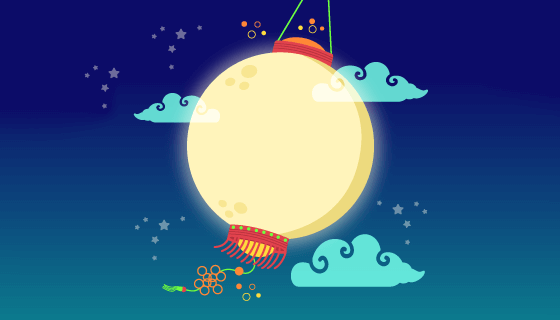 明亮的月亮灯笼设计中秋节矢量素材(AI/EPS)