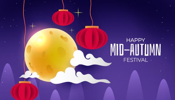 月亮灯笼设计中秋节矢量素材(EPS)