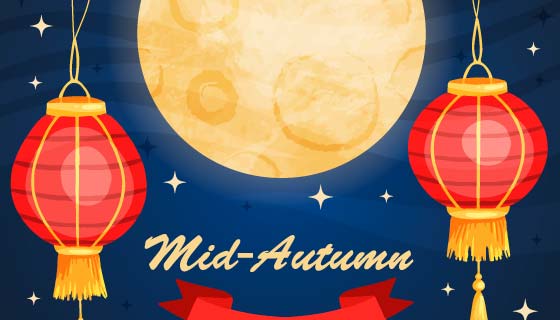 月亮灯笼设计中秋节矢量素材(AI/EPS)