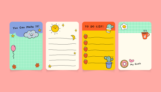 4种手绘风格的便签纸/信纸矢量素材(AI/EPS)