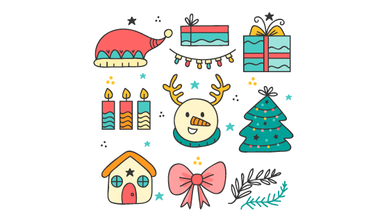 手绘风格圣诞节元素矢量素材(AI/EPS/PNG)