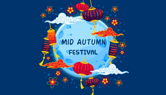 月亮和灯笼设计中秋节矢量素材(AI/EPS)