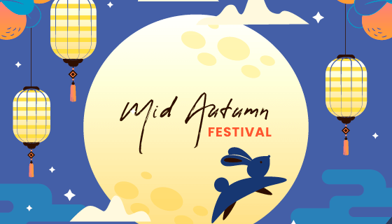 月亮灯笼兔子设计中秋节矢量素材(AI/EPS)